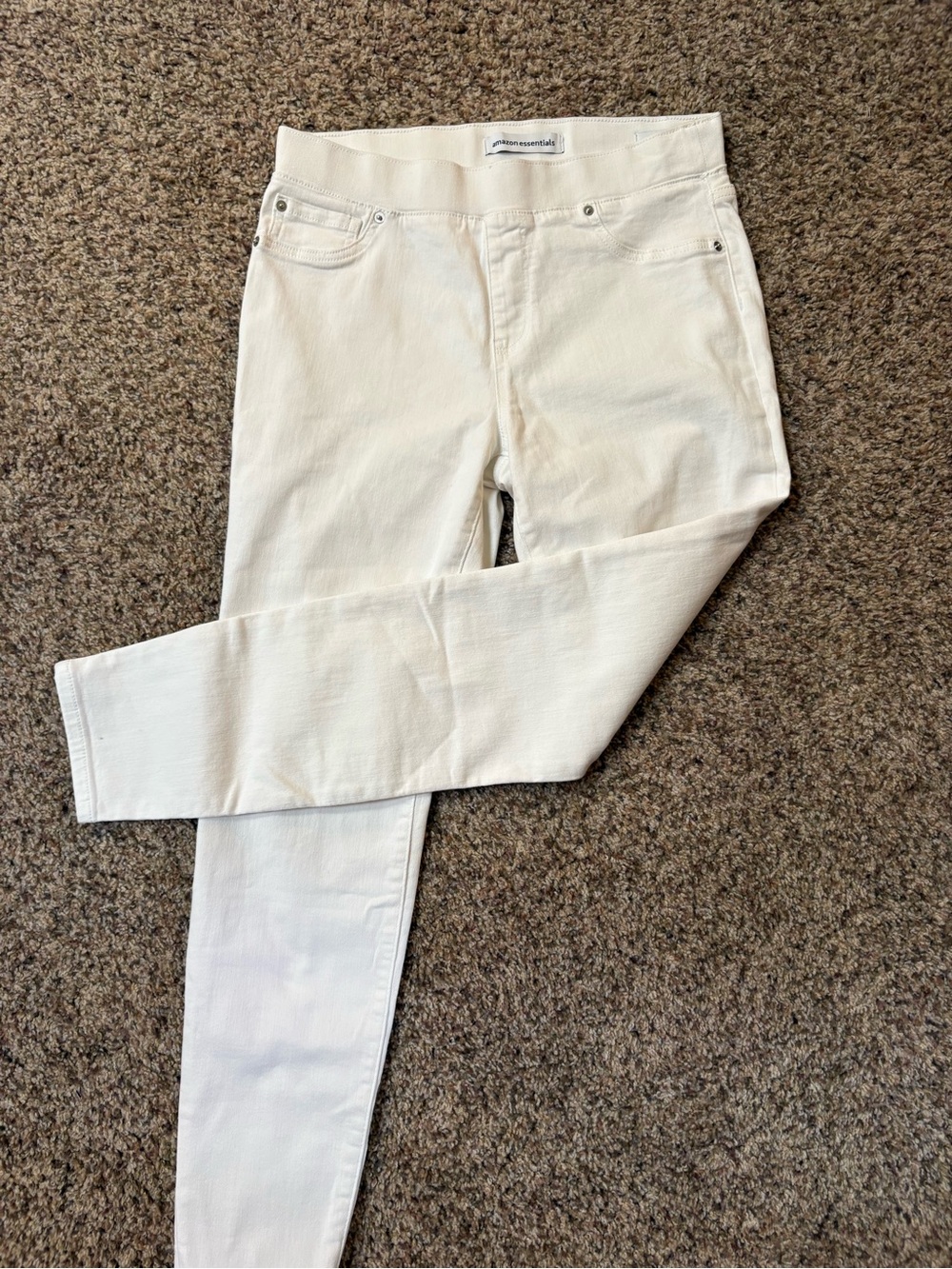 Amazon Essentials Off-White Skinny Jeans Stretchy Pull On - Picture 2 of 6